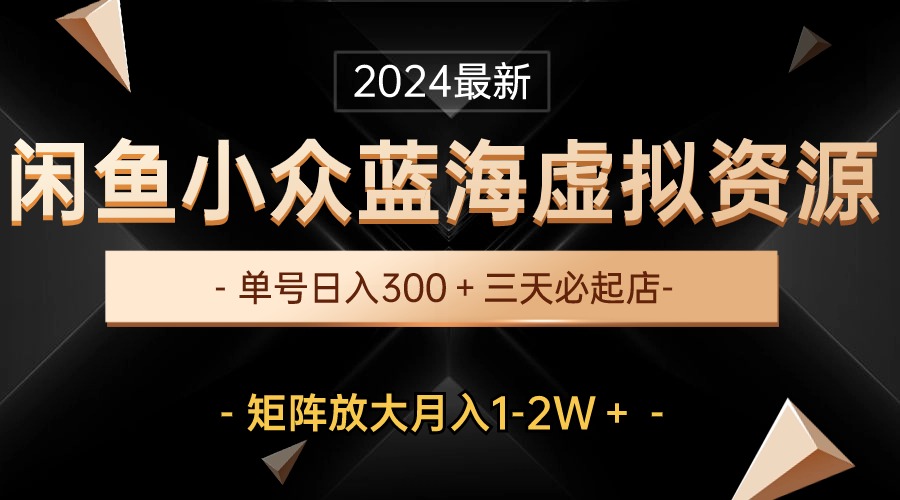 （10336期）最新闲鱼小众蓝海虚拟资源，单号日入300＋，三天必起店，矩阵放大月入1-2W-搞个副业