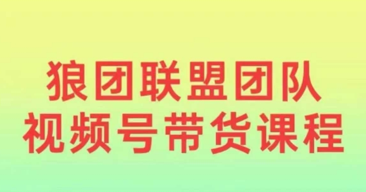 狼团联盟2024视频号带货，0基础小白快速入局视频号-搞个副业