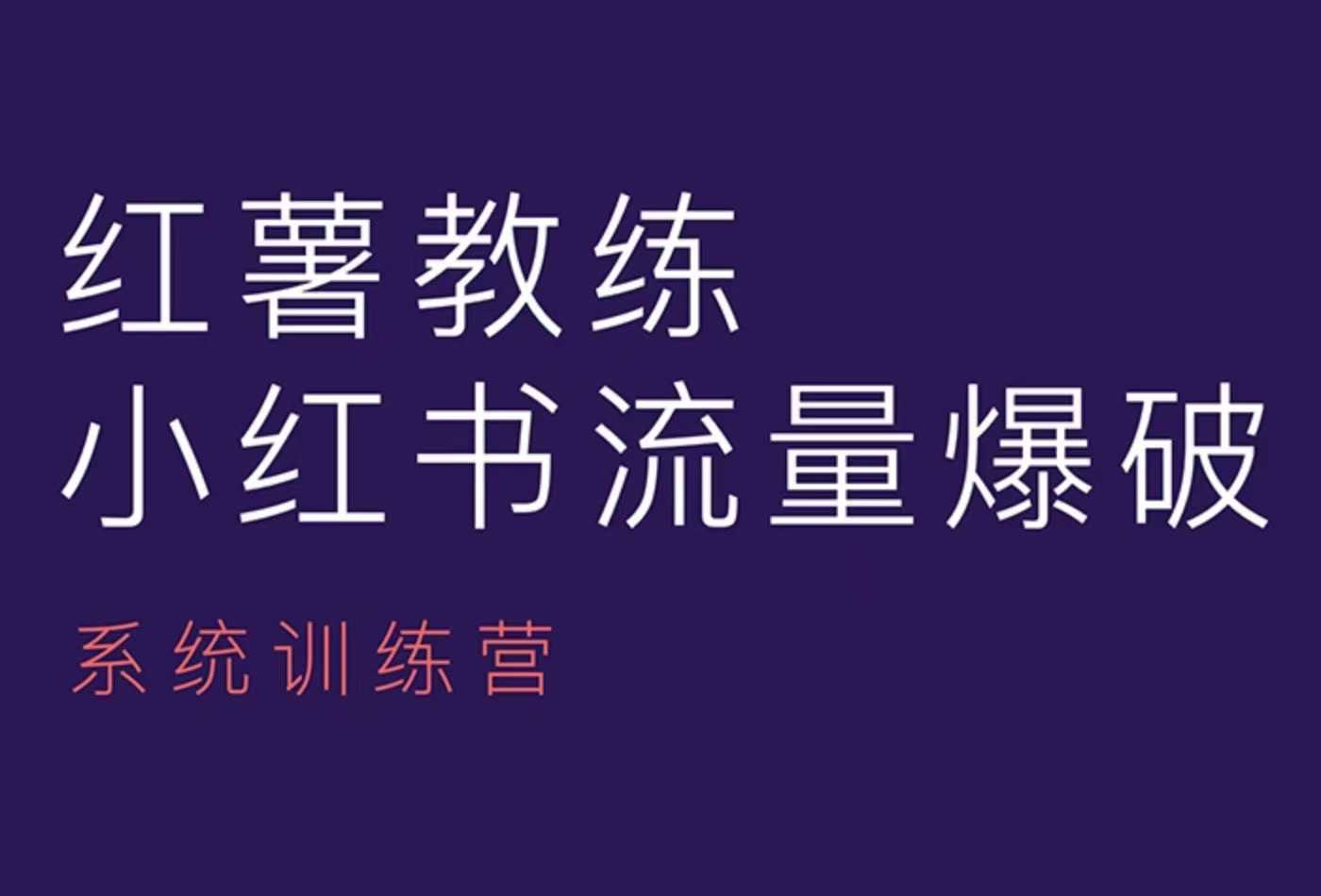 红薯教练-小红书内容运营课，小红书运营学习终点站-搞个副业