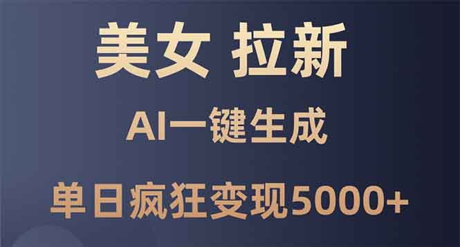 美女暴力拉新，通过AI一键生成，单日疯狂变现5000+，纯小白一学就会！-搞个副业