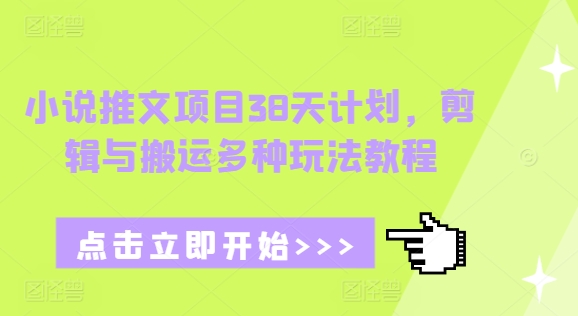 小说推文项目38天计划，剪辑与搬运多种玩法教程-搞个副业