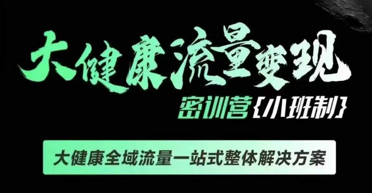千万级大健康变现课线下课，大健康全域流量一站式整体解决方案-搞个副业