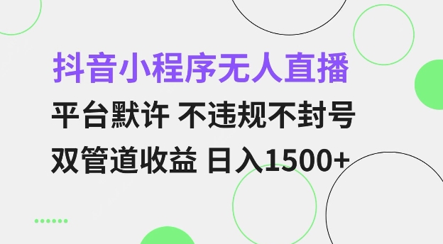 抖音小程序无人直播 平台默许 不违规不封号 双管道收益 日入多张 小白也能轻松操作【仅揭秘】-搞个副业