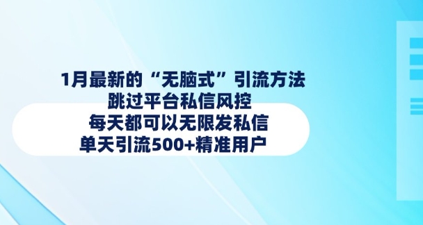 1月最新的无脑式引流方法，跳过平台私信风控，每天都可以无限发私信，单天引流500+精准用户-搞个副业