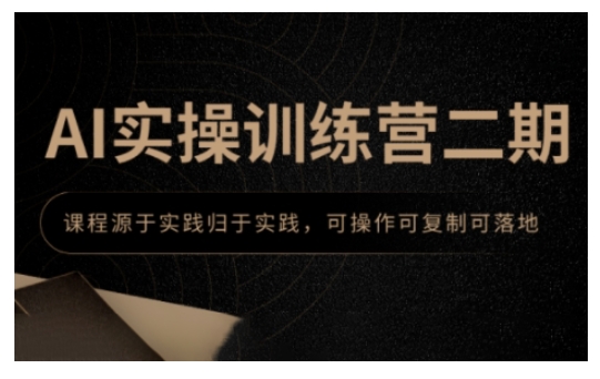 AI实操训练营二期，课程源于实践归于实践，可操作可复制可落地-搞个副业