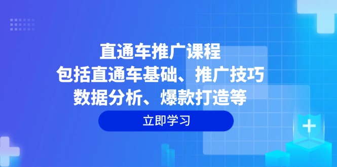 直通车推广课程：包括直通车基础、推广技巧、数据分析、爆款打造等-搞个副业