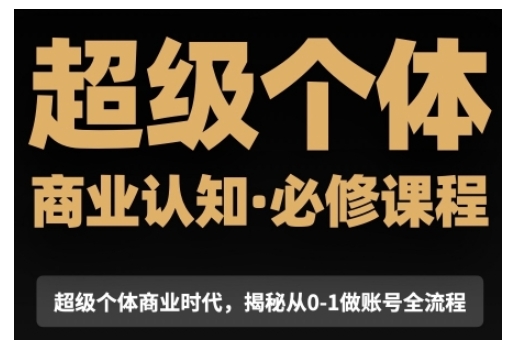 超级个体商业认知觉醒视频课，商业认知·必修课程揭秘从0-1账号全流程-搞个副业