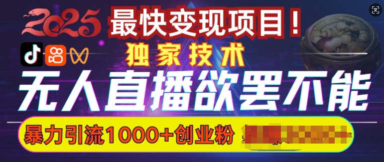 欲罢不能的无人直播引流，超暴力日引流1000+高质量精准创业粉-搞个副业