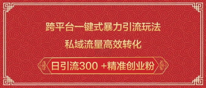 跨平台一键式暴力引流玩法，私域流量高效转化日引流300 +精准创业粉-搞个副业