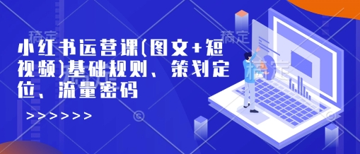 小红书运营课(图文+短视频)基础规则、策划定位、流量密码-搞个副业