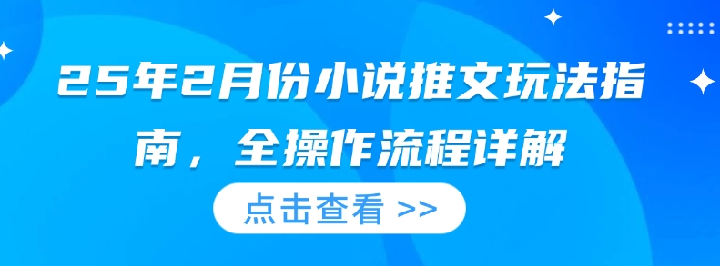 25年2月份小说推文玩法指南，全操作流程详解-搞个副业
