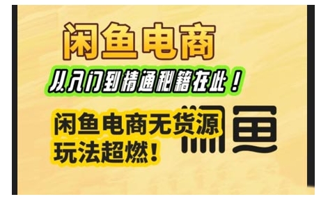 闲鱼电商实战课，从入门到精通秘籍在此，闲鱼电商无货源玩法超燃!-搞个副业