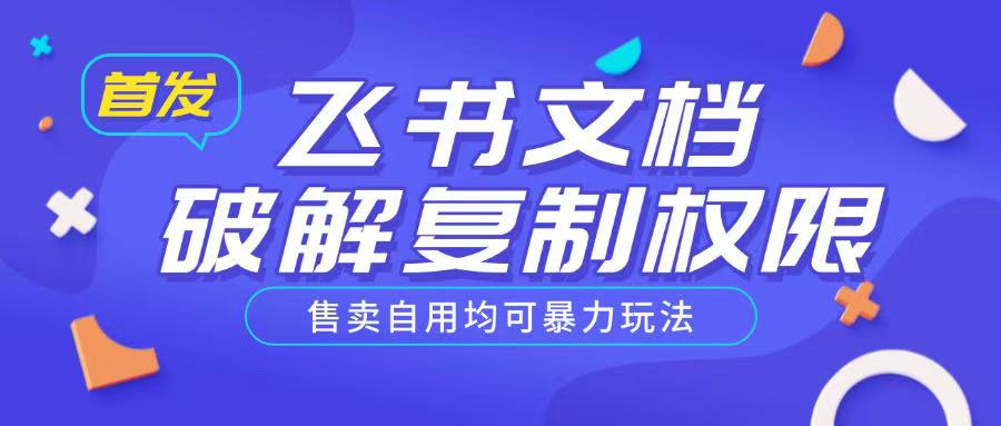 首发飞书文档破解复制权限，售卖自用均可暴力玩法-搞个副业