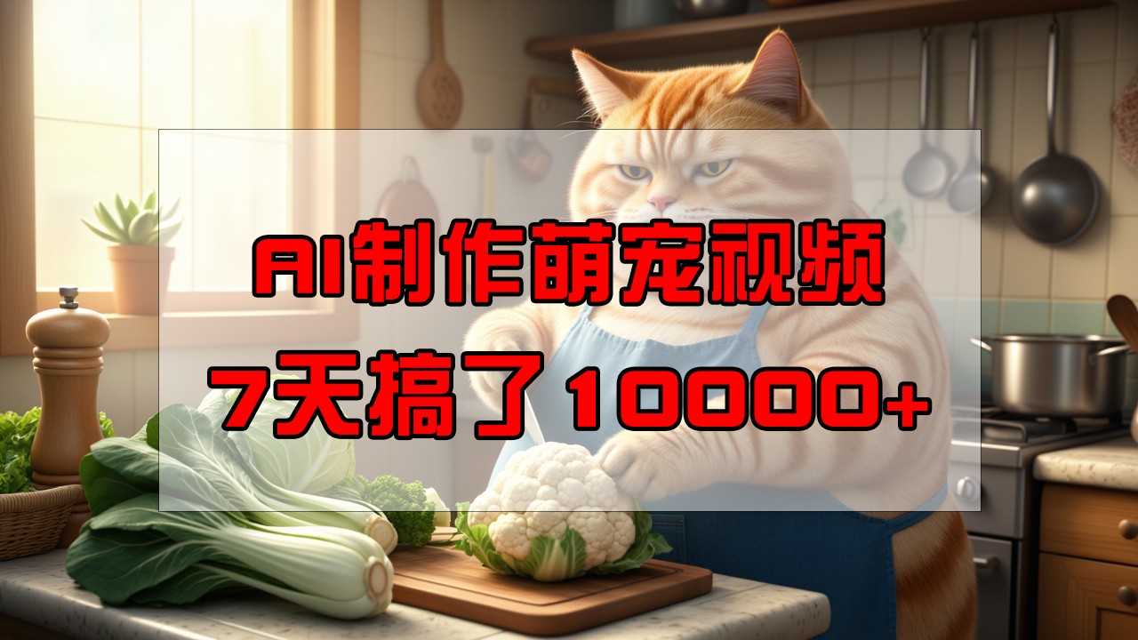 靠AI制作萌宠视频，7天搞了1万+，操作简单门槛低，有手机就行-搞个副业