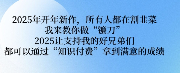 2025年开年新作，所有人都在割韭菜，我来教你做“镰刀” 2025让支持我的好兄弟们都可以通过“知识付费”拿到满意的成绩【揭秘】-搞个副业