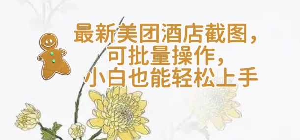 【轻云】最新美团酒店截图，可批量操作，小白也能轻松上手-搞个副业