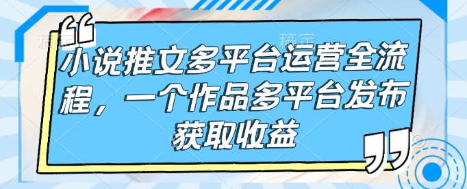 小说推文多平台运营全流程，一个作品多平台发布获取收益-搞个副业
