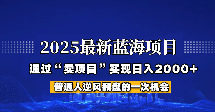 2025年蓝海项目，如何通过“网创项目”日入2000+-搞个副业