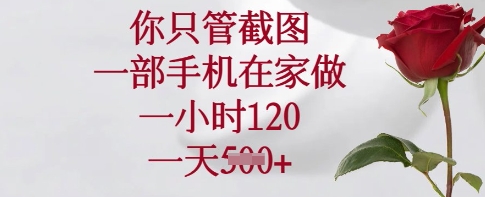 你只管截图，一部手机在家做，一小时120.一天5张【揭秘】-搞个副业