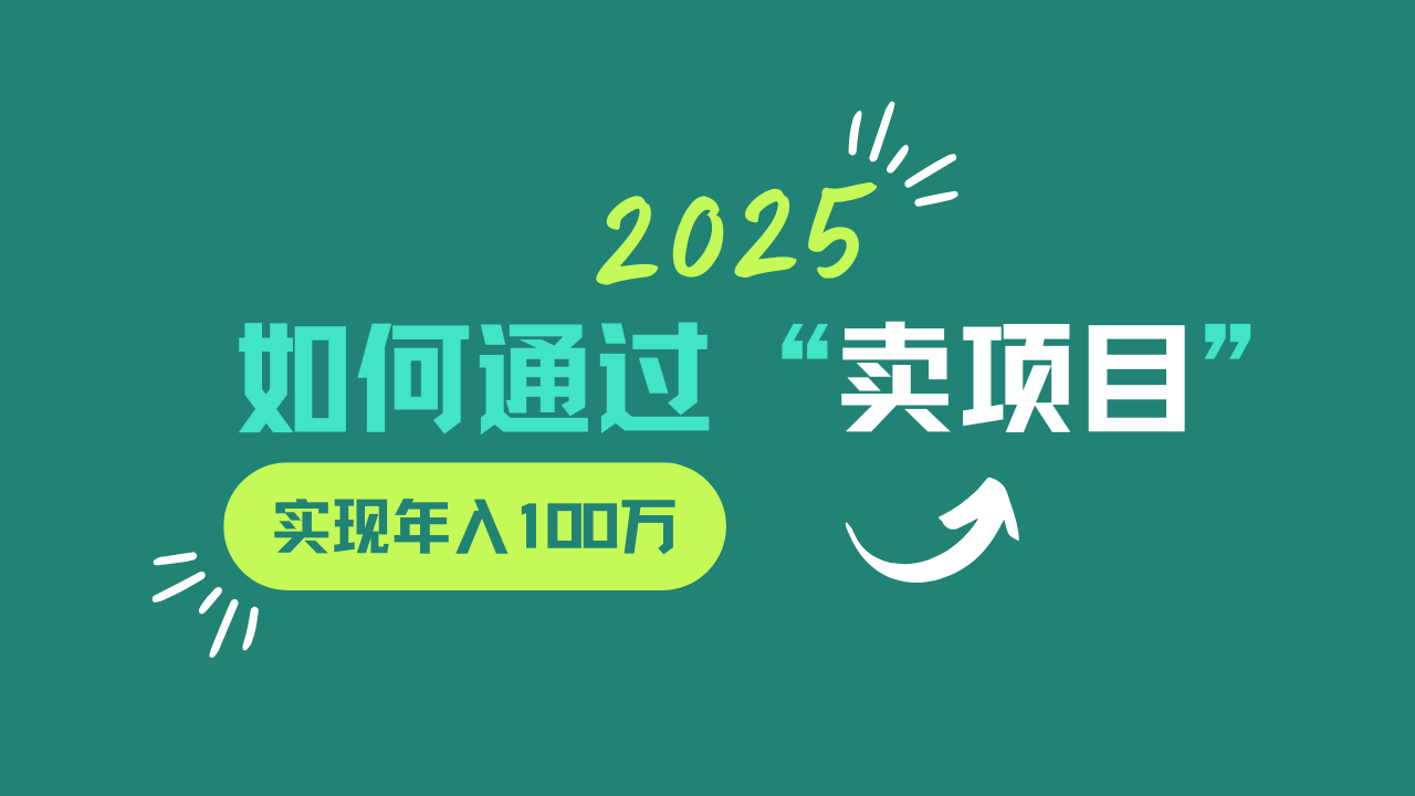 2025年如何通过“卖项目”实现年入100w-搞个副业
