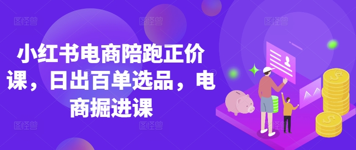 小红书电商陪跑正价课，小红书官方认证电商讲师教学，日出百单选品，电商掘进课-搞个副业