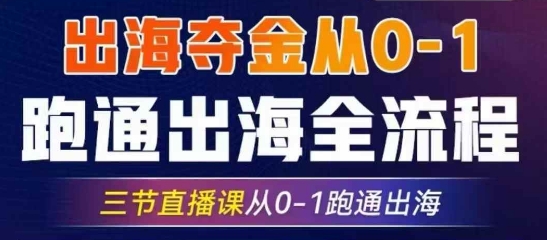 2025出海夺金从0-1跑通出海全流程，三节直播课从0-1跑通出海，教你用AI跑通全流程-搞个副业