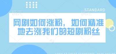 网剧如何涨粉，如何精准地去涨我们的短剧粉丝-搞个副业