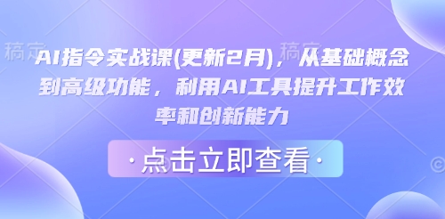 AI指令实战课(更新2月)，从基础概念到高级功能，利用AI工具提升工作效率和创新能力-搞个副业