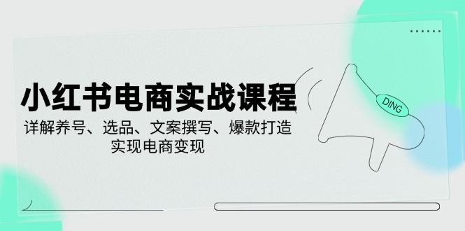 小红书电商实战课程，详解养号、选品、文案撰写、爆款打造，实现电商变现-搞个副业