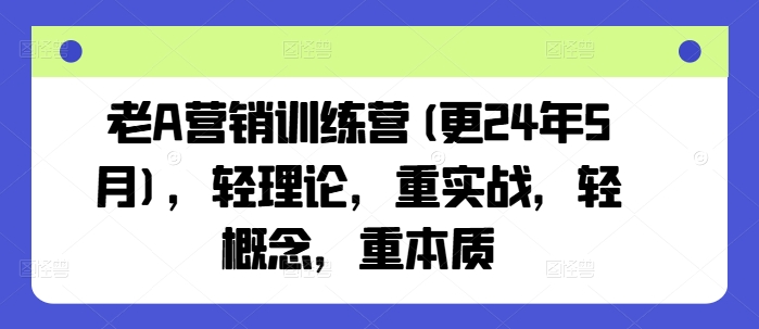老A营销训练营(更25年3月)，轻理论，重实战，轻概念，重本质-搞个副业