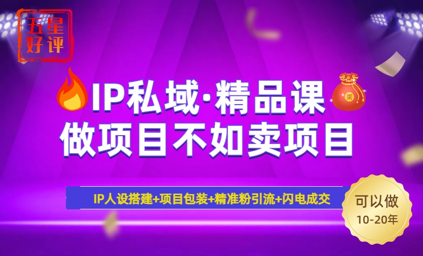 2025年“IP私域·密训精品课”，日赚3000+小白避坑年赚百万，暴力引流…-搞个副业