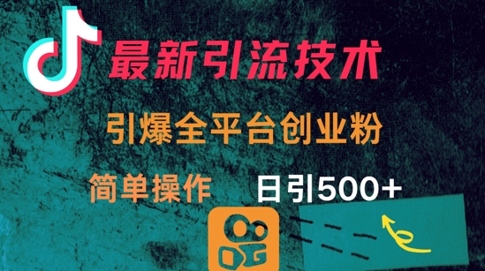 最新引流方法，引爆全平台的一个创业粉，简单操作日引300+-搞个副业