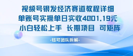 视频号银发经济赛道单账号实操单日实收1k+，小白轻松上手长期项目-搞个副业