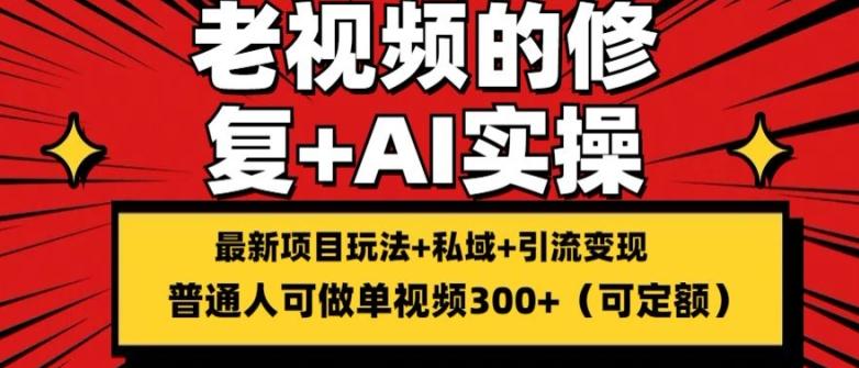 修复老视频的玩法，搬砖+引流的变现(可持久)，单条收益300+【揭秘】-搞个副业