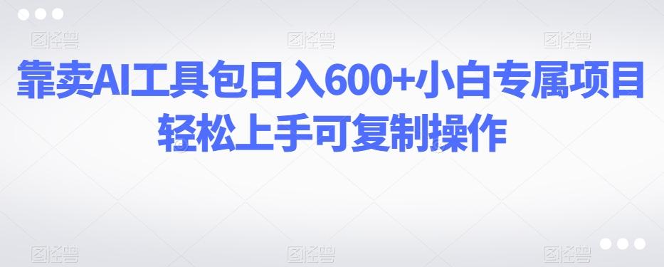 靠卖AI工具包日入600+小白专属项目轻松上手可复制操作-搞个副业