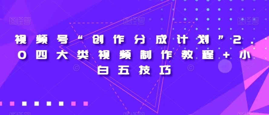 视频号“创作分成计划”2.0四大类视频制作教程+小白五技巧【揭秘】-搞个副业