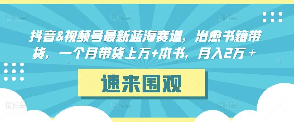 抖音&视频号最新蓝海赛道，治愈书籍带货，一个月带货上万+本书，月入2万＋【揭秘】-搞个副业