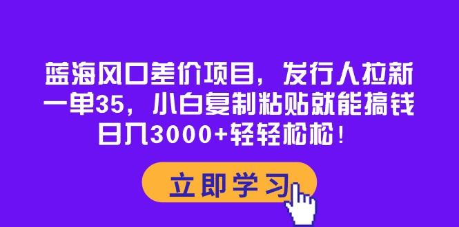 蓝海风口差价项目，发行人拉新，一单35，小白复制粘贴就能搞钱！日入30…-搞个副业