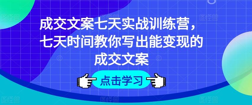 成交文案七天实战训练营，七天时间教你写出能变现的成交文案-搞个副业