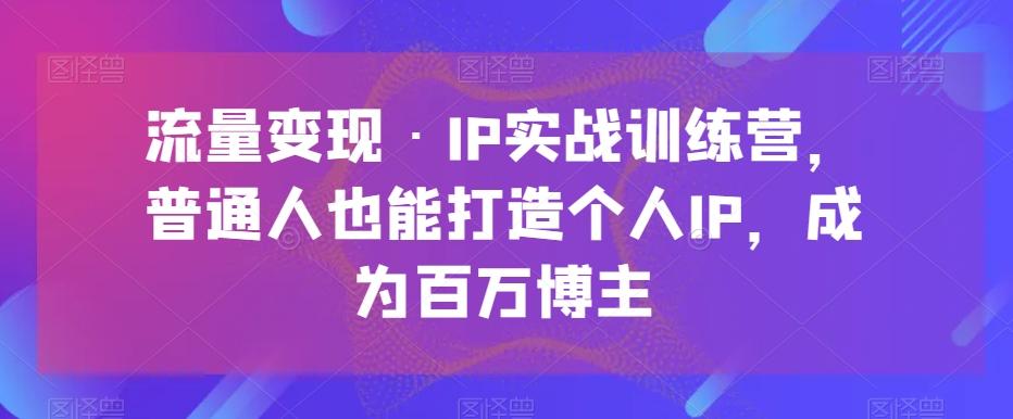 流量变现·IP实战训练营，普通人也能打造个人IP，成为百万博主-搞个副业