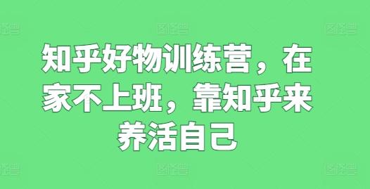 知乎好物训练营，在家不上班，靠知乎来养活自己-搞个副业