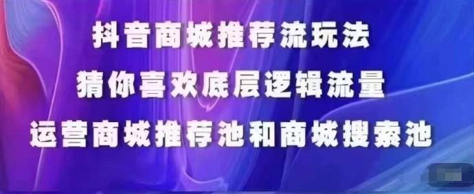 抖音商城运营课程，猜你喜欢入池商城搜索商城推荐人群标签覆盖-搞个副业