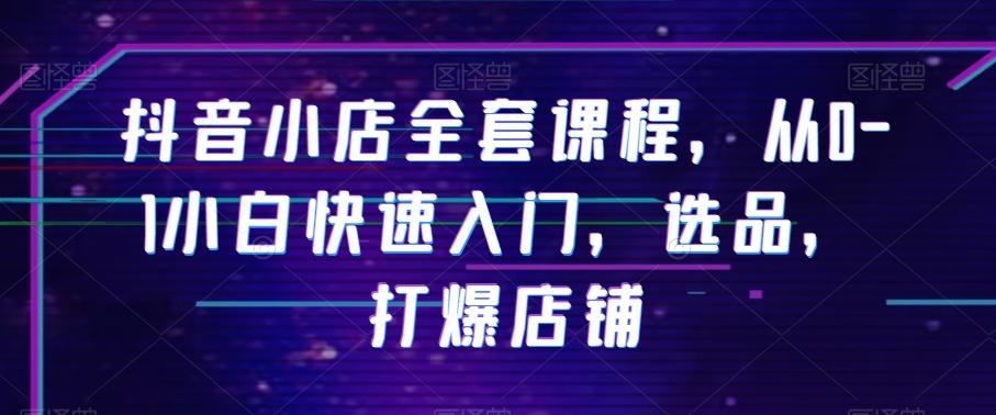 抖音小店全套课程，从0-1小白快速入门，选品，打爆店铺-搞个副业