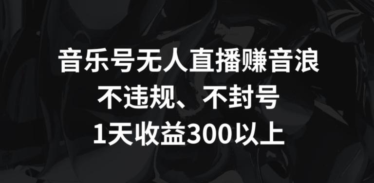 音乐号无人直播赚音浪，不违规、不封号，1天收益300+【揭秘】-搞个副业