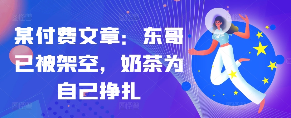 某付费文章：东哥已被架空，奶茶为自己挣扎!!-搞个副业