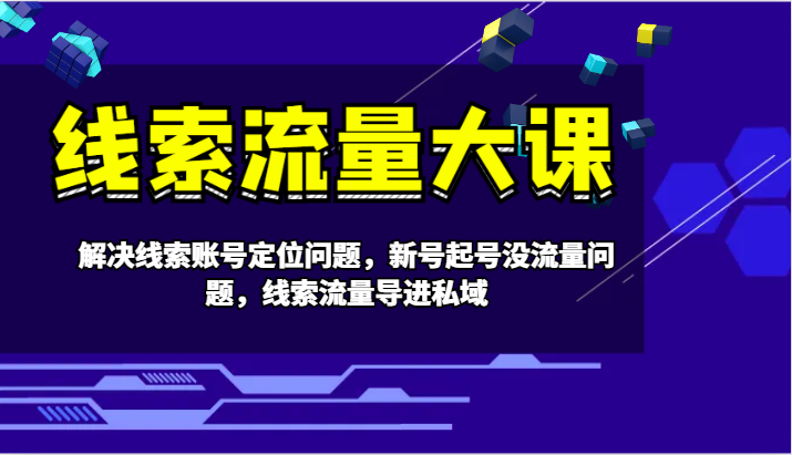 线索流量大课-解决线索账号定位问题，新号起号没流量问题，线索流量导进私域-搞个副业