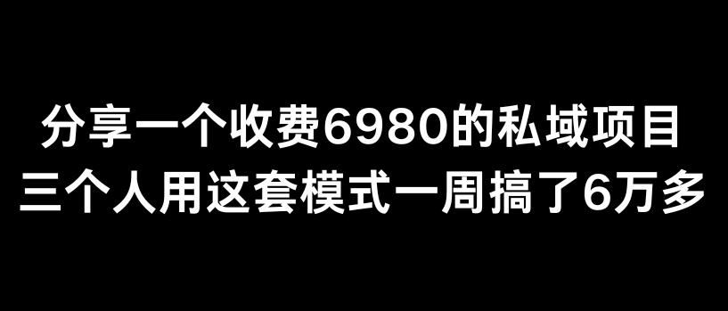 分享一个外面卖6980的私域项目三个人用这套模式一周搞了6万多【揭秘】-搞个副业