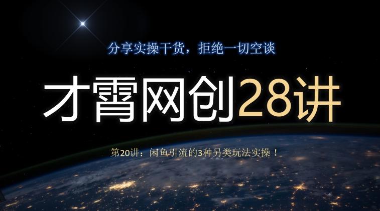 才霄网创28讲第20讲：闲鱼引流的3种另类玩法实操！-搞个副业