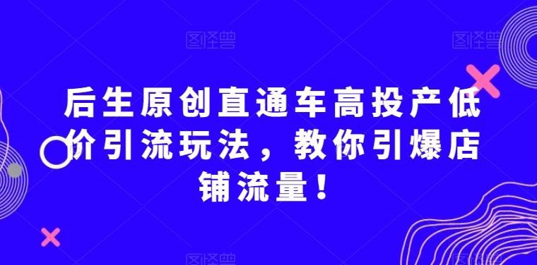 后生原创直通车高投产低价引流玩法，教你引爆店铺流量！-搞个副业