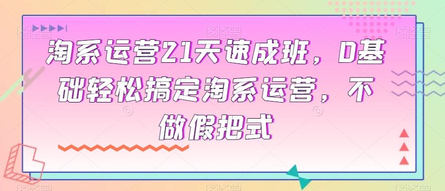 淘系运营21天速成班，0基础轻松搞定淘系运营，不做假把式-搞个副业